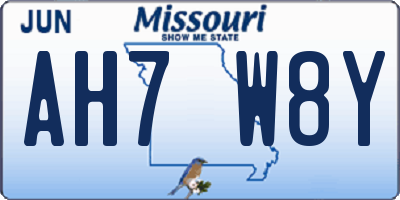 MO license plate AH7W8Y