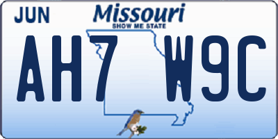 MO license plate AH7W9C