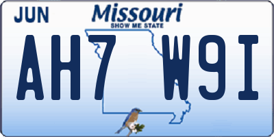 MO license plate AH7W9I