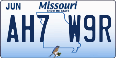 MO license plate AH7W9R
