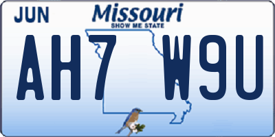MO license plate AH7W9U