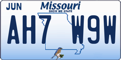 MO license plate AH7W9W