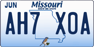 MO license plate AH7X0A