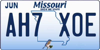 MO license plate AH7X0E
