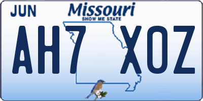 MO license plate AH7X0Z