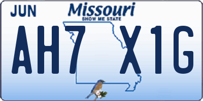 MO license plate AH7X1G