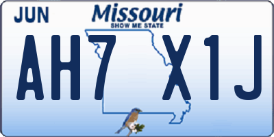MO license plate AH7X1J