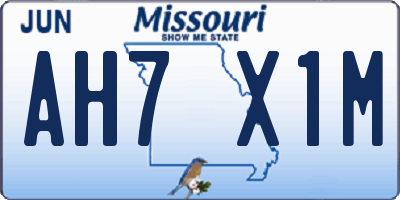 MO license plate AH7X1M