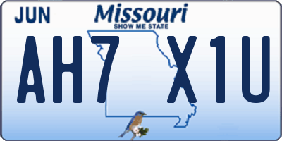MO license plate AH7X1U