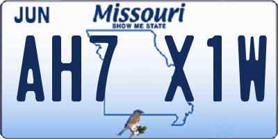 MO license plate AH7X1W