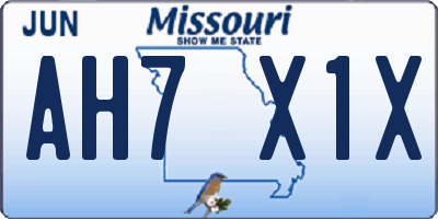MO license plate AH7X1X