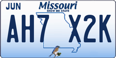 MO license plate AH7X2K