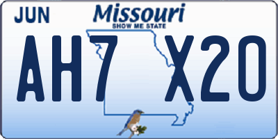MO license plate AH7X2O