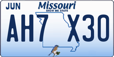 MO license plate AH7X3O