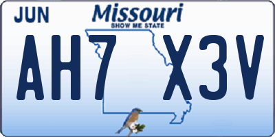 MO license plate AH7X3V