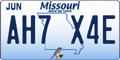 MO license plate AH7X4E