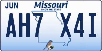 MO license plate AH7X4I