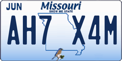 MO license plate AH7X4M
