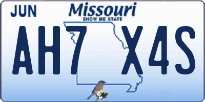 MO license plate AH7X4S