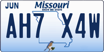 MO license plate AH7X4W