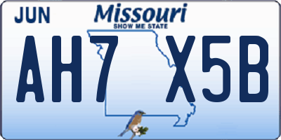 MO license plate AH7X5B