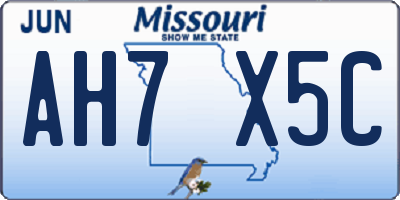 MO license plate AH7X5C