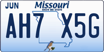 MO license plate AH7X5G