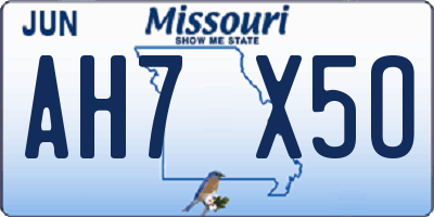 MO license plate AH7X5O
