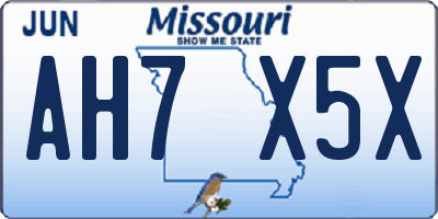 MO license plate AH7X5X