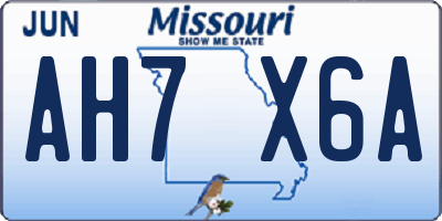 MO license plate AH7X6A
