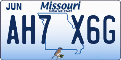 MO license plate AH7X6G