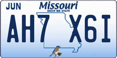 MO license plate AH7X6I