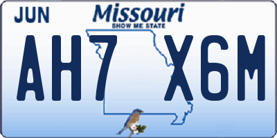 MO license plate AH7X6M