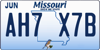 MO license plate AH7X7B