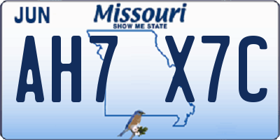 MO license plate AH7X7C