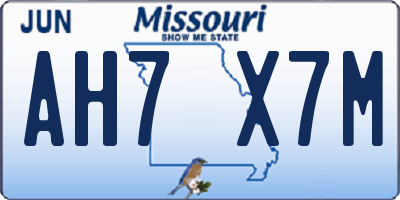 MO license plate AH7X7M