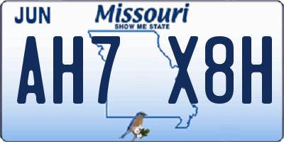 MO license plate AH7X8H