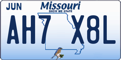 MO license plate AH7X8L