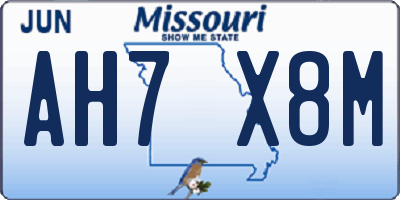 MO license plate AH7X8M