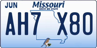 MO license plate AH7X8O