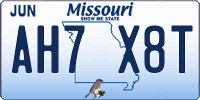 MO license plate AH7X8T