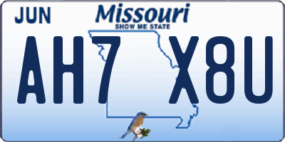 MO license plate AH7X8U