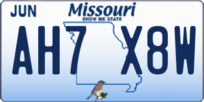 MO license plate AH7X8W