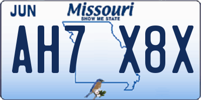 MO license plate AH7X8X