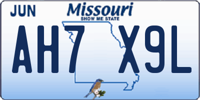 MO license plate AH7X9L