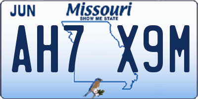 MO license plate AH7X9M