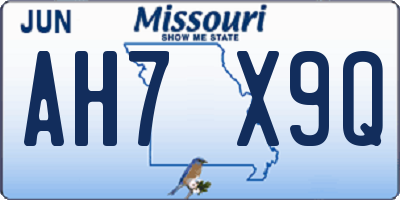 MO license plate AH7X9Q