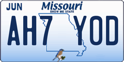MO license plate AH7Y0D