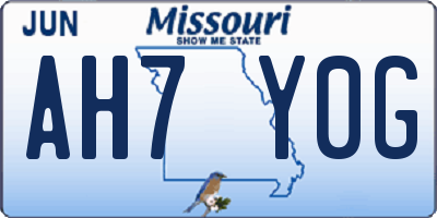 MO license plate AH7Y0G