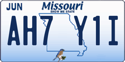 MO license plate AH7Y1I